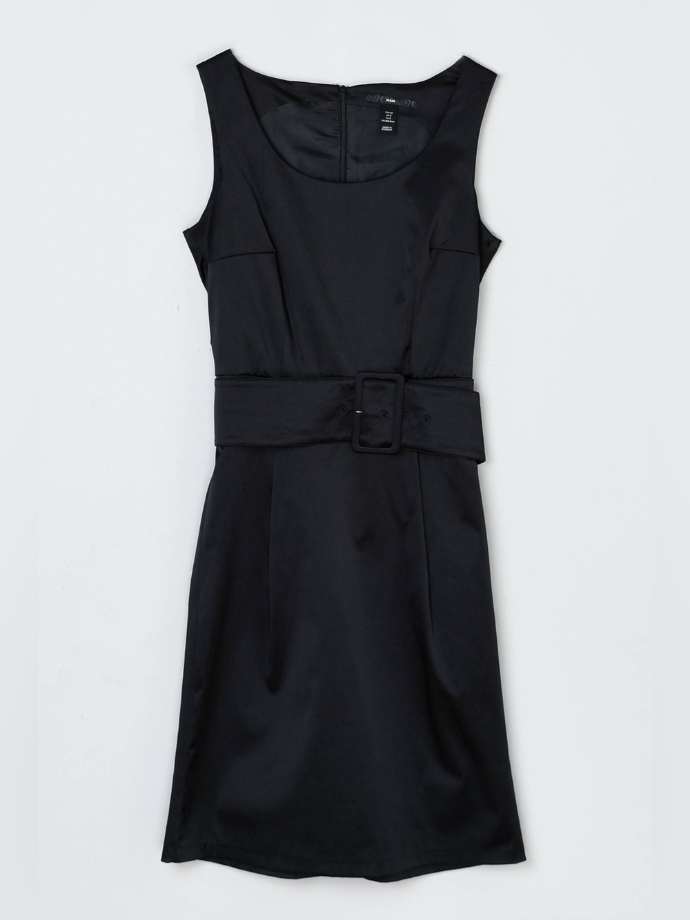 H&M Vintage Black Satin Belted Mini Dress